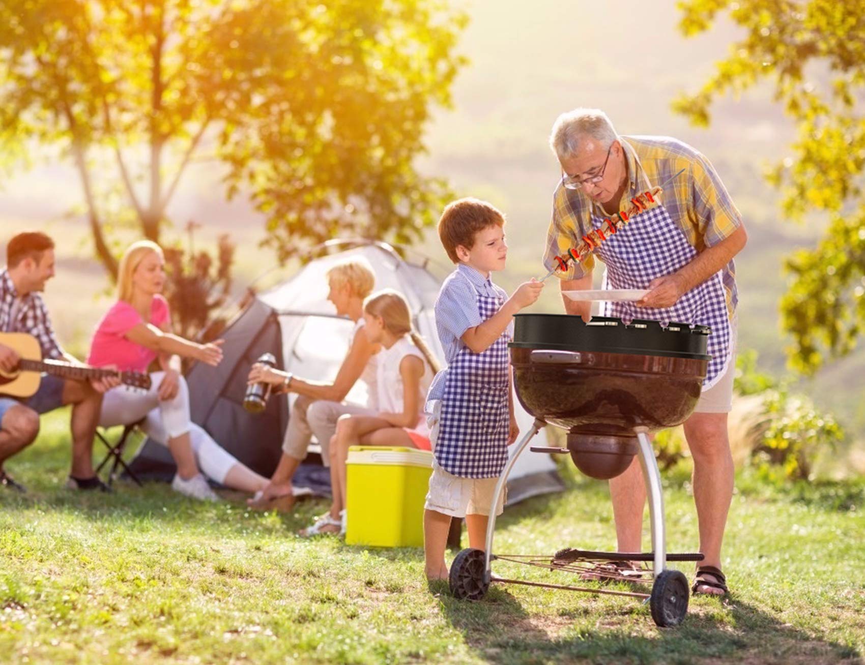 Onlyfire Pierścień do rożna z zestawem szaszłyków kebabowych do grilla Weber 57 cm | Akcesoria do grilla do innych podobnych grillów na węgiel drzewny