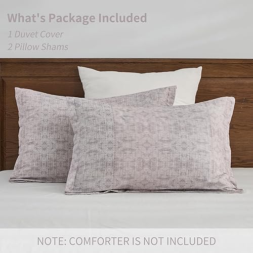 Vista 28 de PERHOM Funda de edredón azul Queen – Funda de edredón de damasco de cachemira tamaño Queen, juego de funda de edredón de 3 piezas, 100% algodón