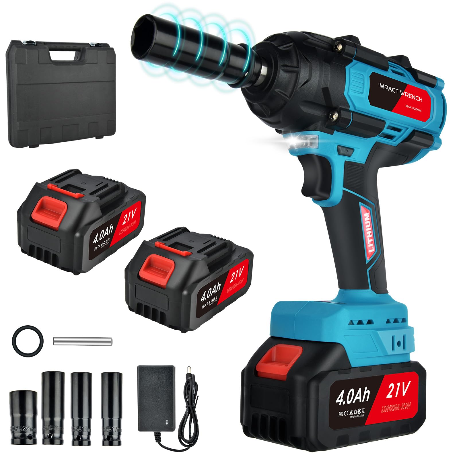 Avvitatore A Impulsi Brushless 1/2'' 500 Nm Con 2 Batterie 3.0Ah - Set Professionale Per Auto E Fai-da-te - Foto 9