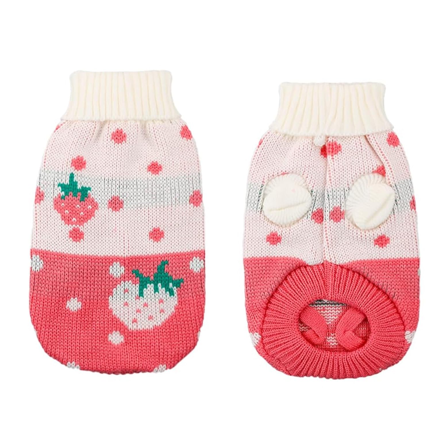 Gaomumu Pink Strawberry Pet Sweater, Adorable Comfortable Pet Cotton Pullover Sweater, Warm Cable Knit Colth for Cats and Small Dogs, Perfect for Daily Wear and Special Occasions(L Size)