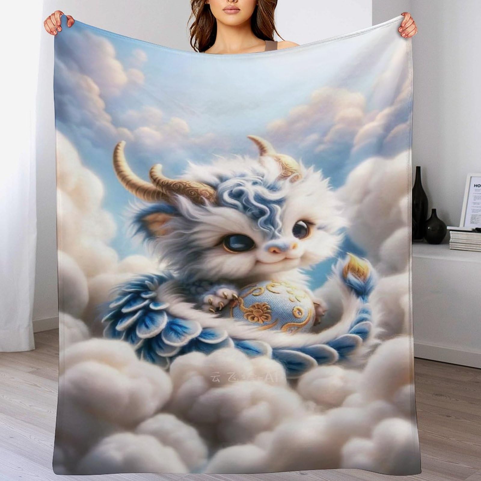 Cute Dragon Bed Blanket, Flannel Blankets for Kids Teen Young Boys Girls Throw Anti-pilling Throws for Couch Bed Sofa 100×130cm