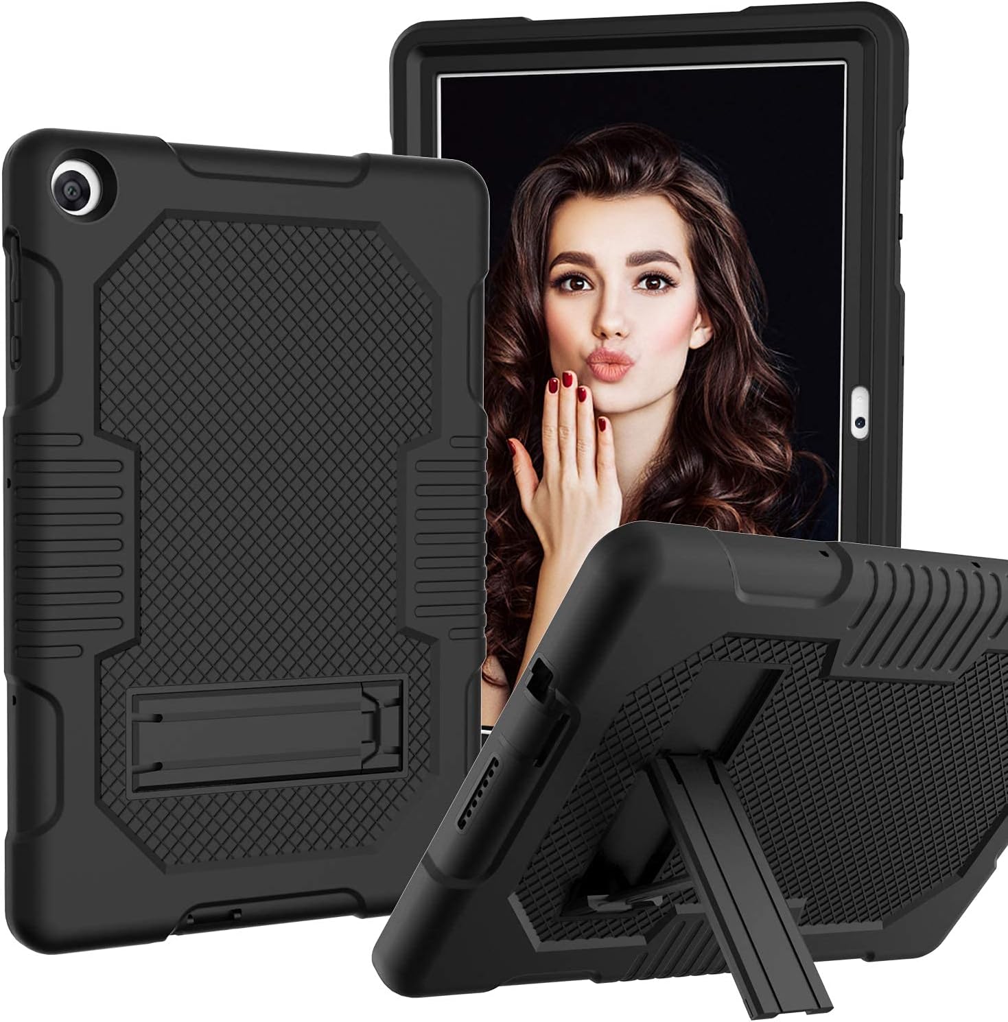 MatePad T10 / T10s 2020 9.7"/10.1" Case with Screen Protector, Fegishilly Case Armor Shockproof Rugged Drop Protection Case for Matepad T10s AGS3-L09 AGS3-W09 / T10 AGR-L09 AGR-W09 (Black)