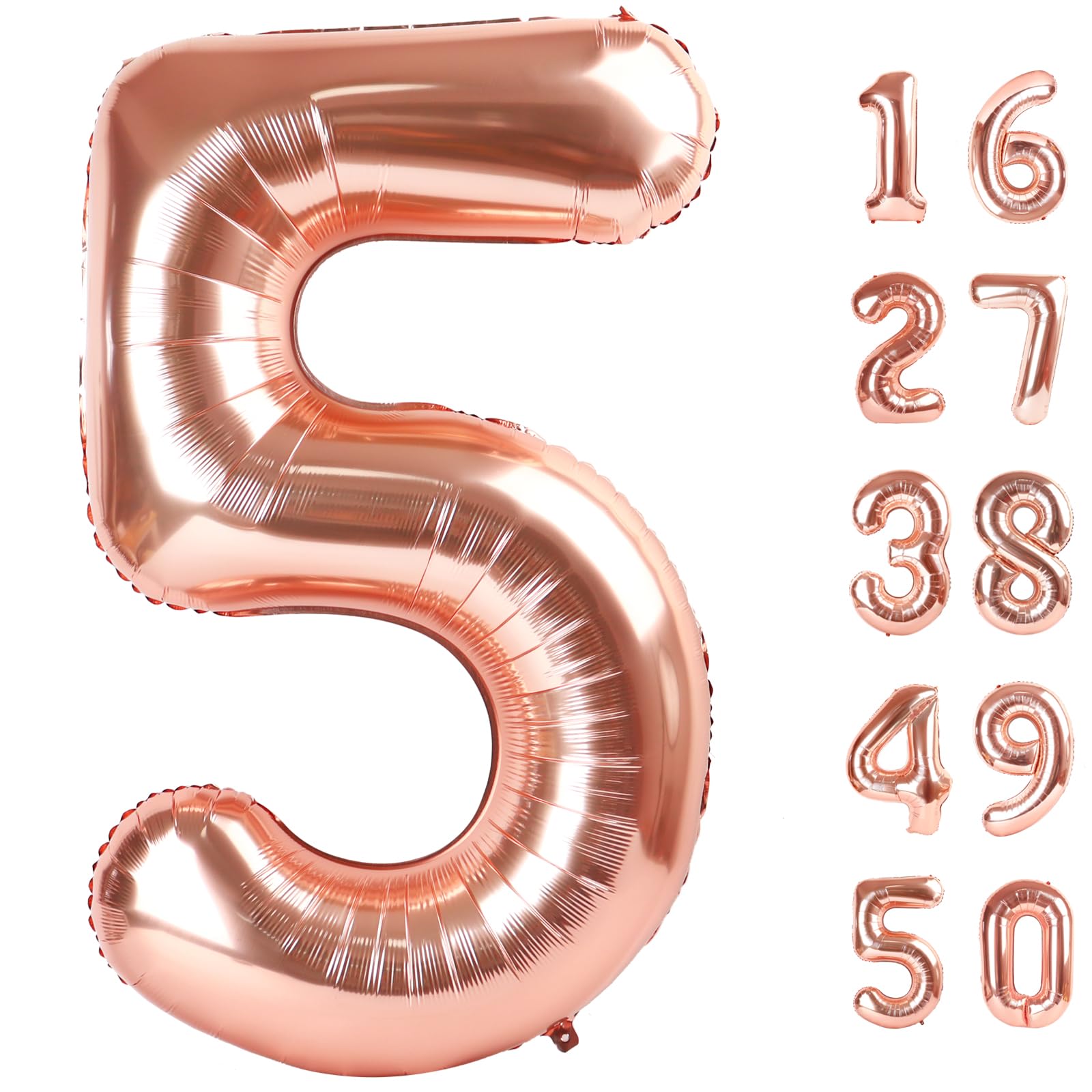 Rose Gold Number 5 Baiioons 40 Inch Number Balloons Giant Jumbo 15 25 50 Foil Mylar Helium Number Digital Balloons Champagne Gold 50 Birthday Party