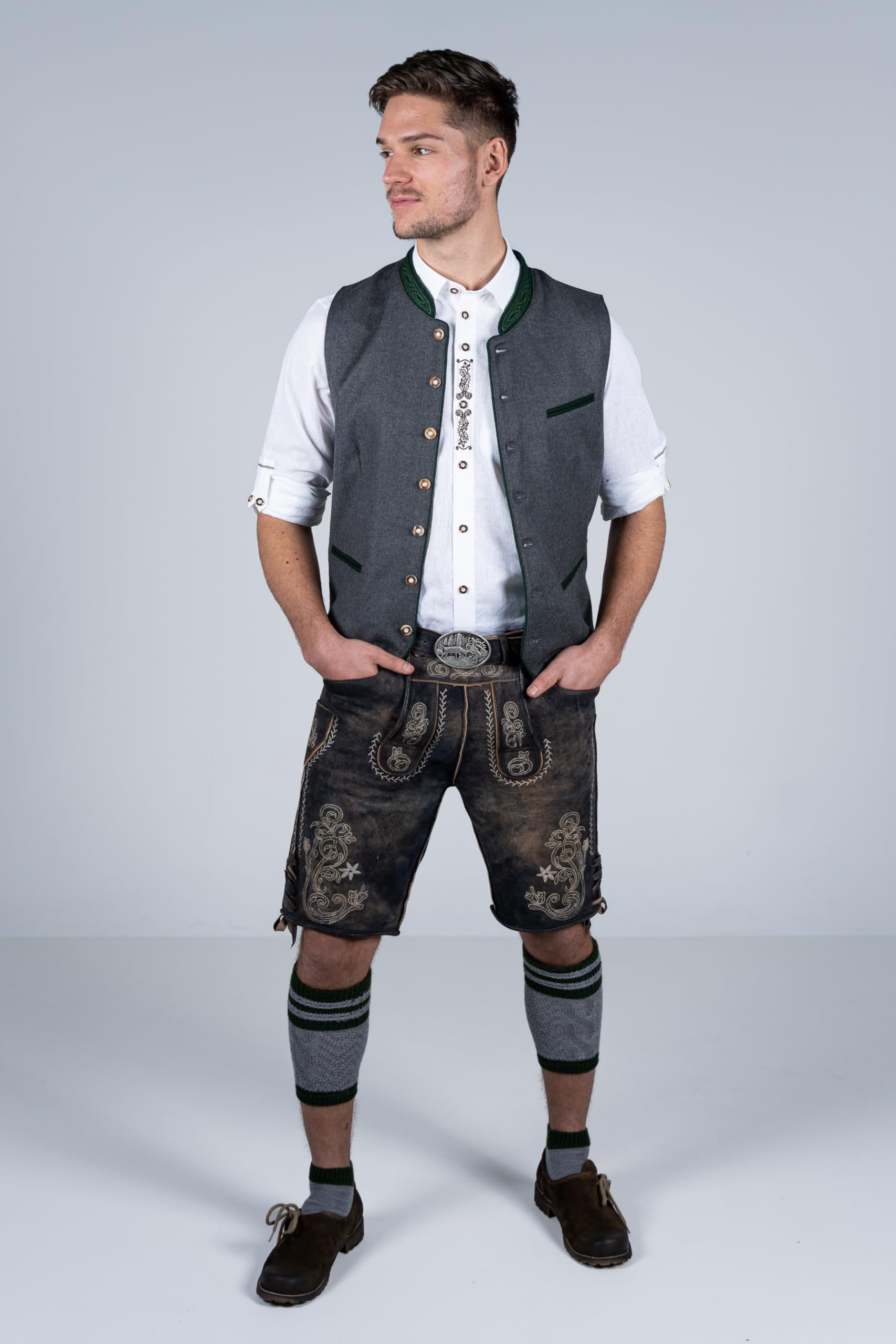 Edelnice Trachtenmode hochwertige Kurze Trachtenlederhose aus Ziegenleder Verschiedene Modelle Gr. 44-66