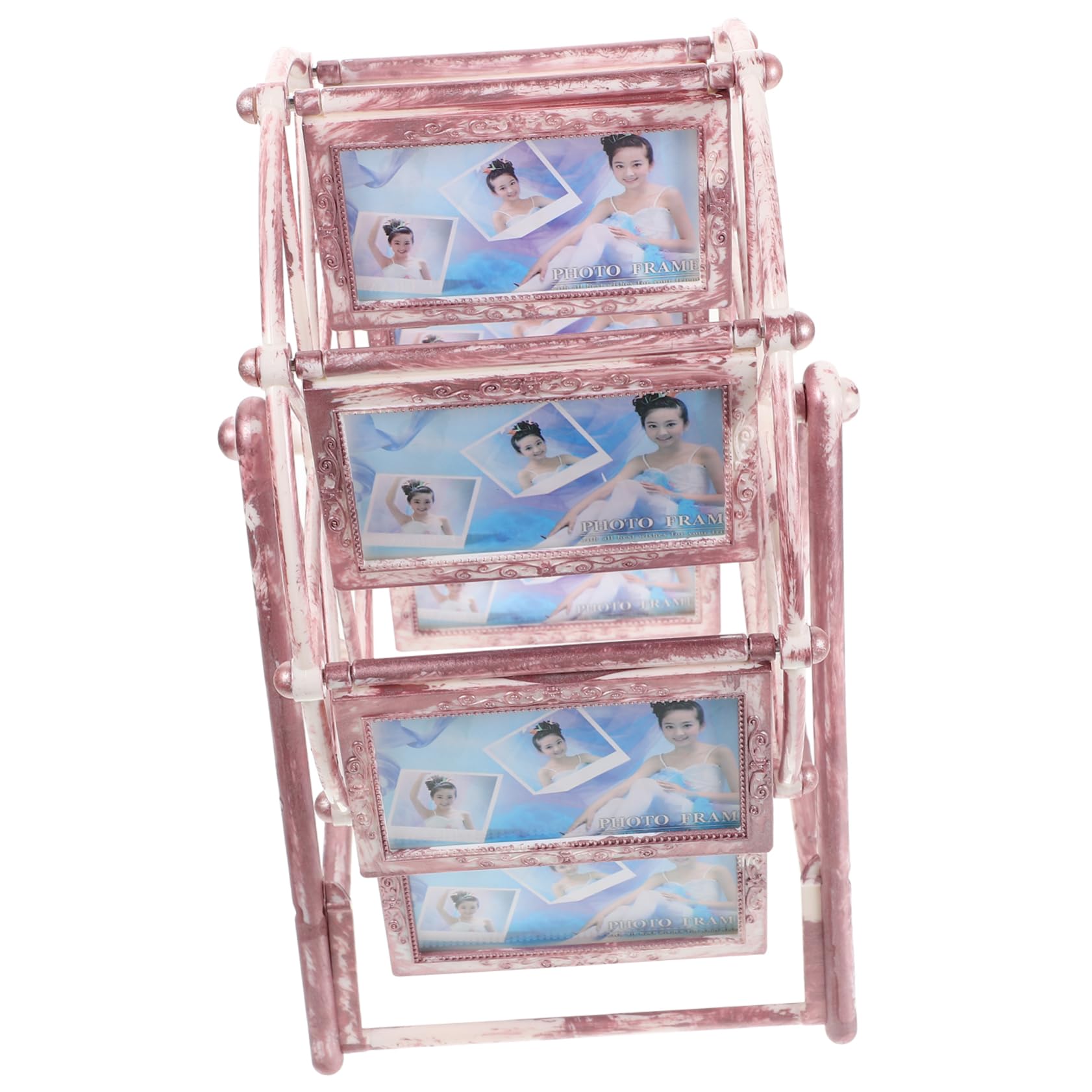 Marco de fotos forma de noria rosa portafotos giratorio de plástico ABS infantil