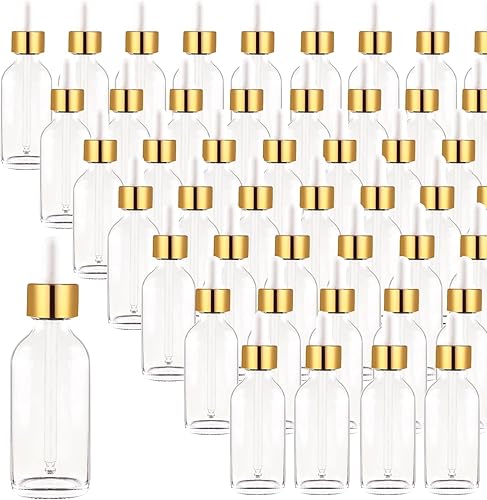 Miniatura 18 de Paquete de 48 Botellas Cuentagotas de Vidrio Transparente de 1 oz, Botellas Cuentagotas con Cuentagotas de Vidrio para Aceites Esenciales, Perfumes