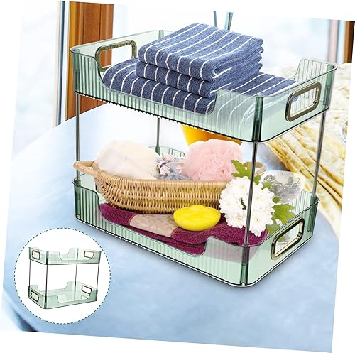 Miniatura 4 de Estante doble organizador de almacenamiento de baño, estante de almacenamiento de artículos de tocador, bandeja de almacenamiento para dormitorio,