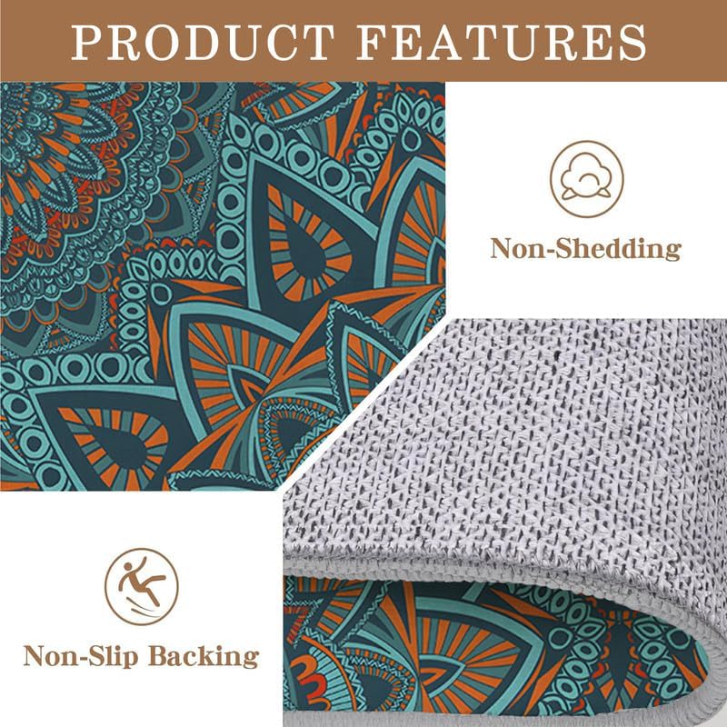 Miniatura 6 de BZRNGD - Alfombra de área retro de 5 x 8 pies, lavable, para dormitorio, sala de estar, alfombra de estampado bohemio, suave y antideslizante,