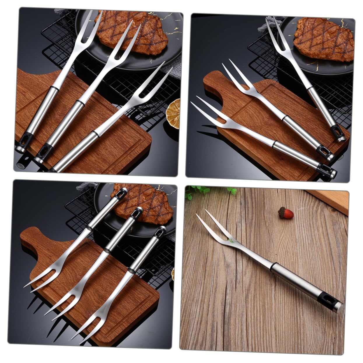 Garneck Bbq Barbecue Tool Set Grill Meat Fork Stainless Steel Bbq Fork Roasting Stick Kitchen