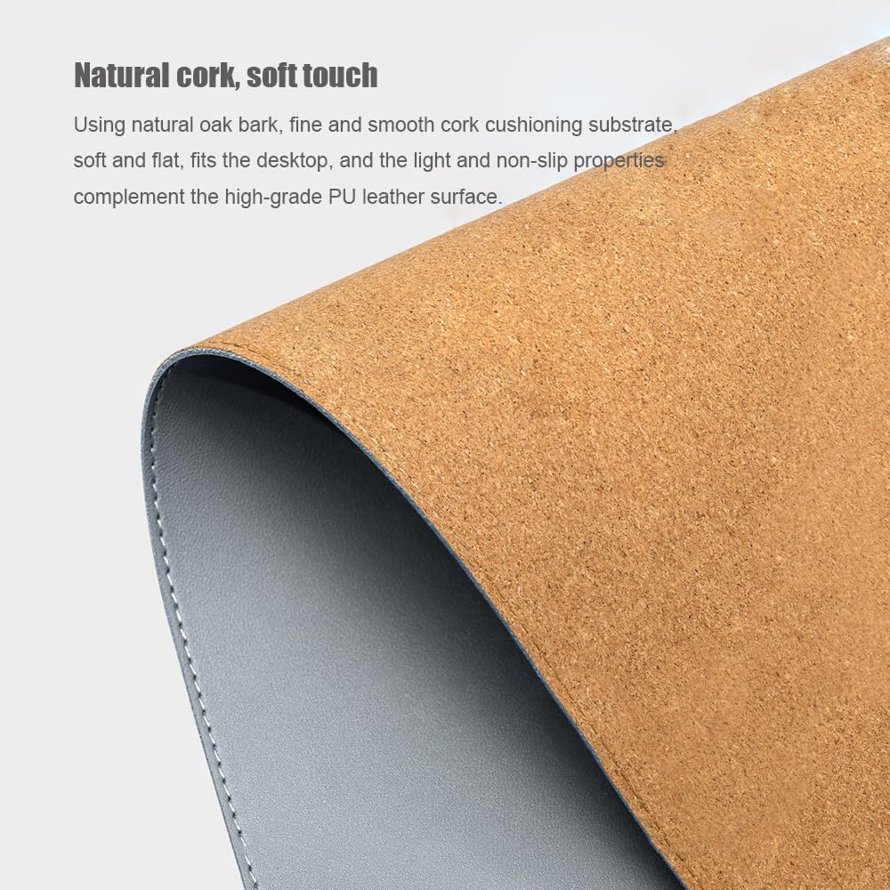 Ruby Lil Tappetino Per Mouse in Pelle Impermeabile, Sughero Naturale E Pelle PU Doppio Lato, Tappetino Da Scrittura Per Scrivania Per Ufficio/Casa/Arredamento,Nero,100x60cm