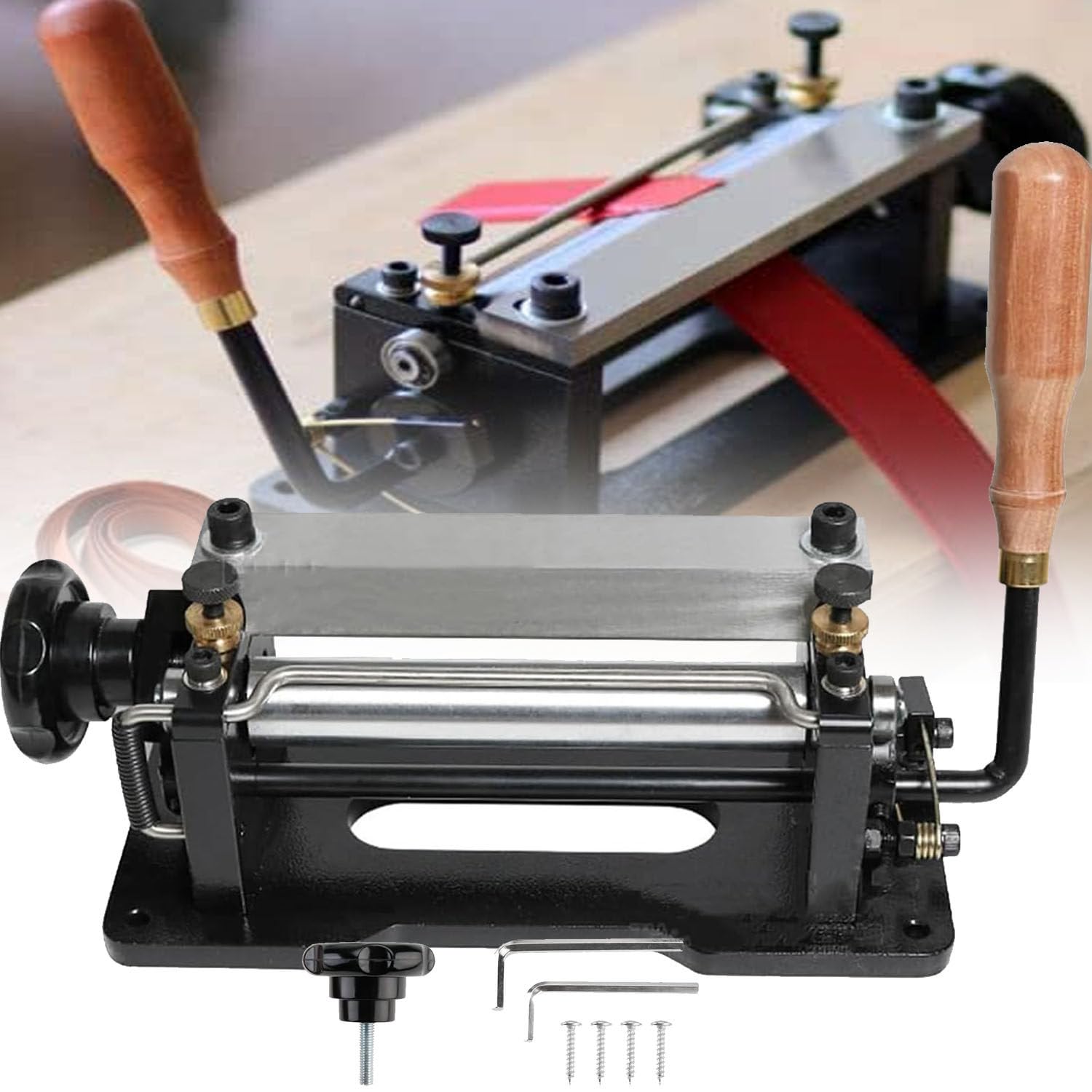 Zmjgll Leather Thinning Machine,Leather Skiver Peeler,Manual Leather Skiver Paring Machine,Width Within 80Mm,For Vegetable Tanned Single Belt,Not For Soft Leather