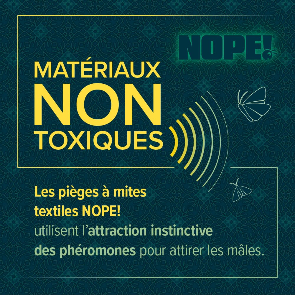 NOPE! Pièges Anti Mites Textiles 3 x 2 – Inodore & Non Toxique – À Base de Phéromones – Protection Efficace pour Vêtements