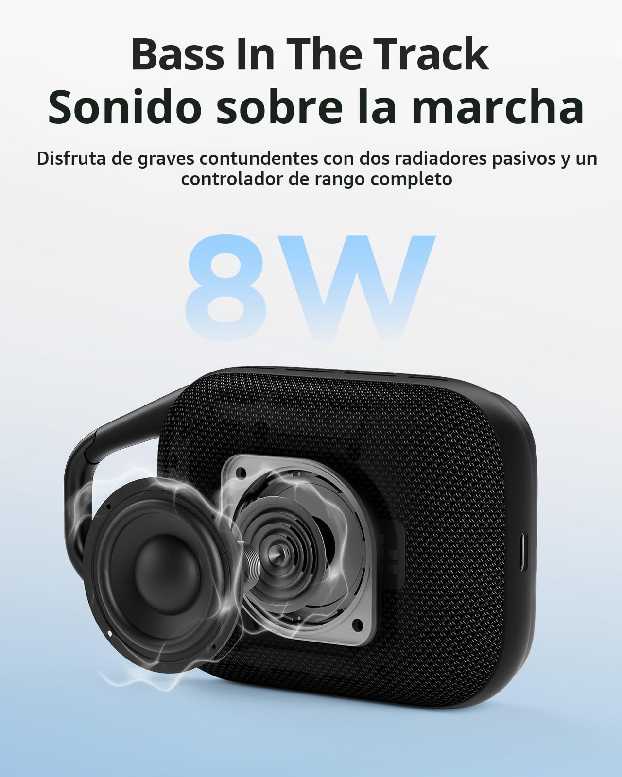 Tronsmart Mirtune H1 Altavoz Portatil Bluetooth 5.3, Resistente al Agua IPX7, 20 Horas de Reproducción, Sonido Fuerte y Graves Fuertes, Customize EQ, para Ciclismo, Escalada, Viajes - Negro