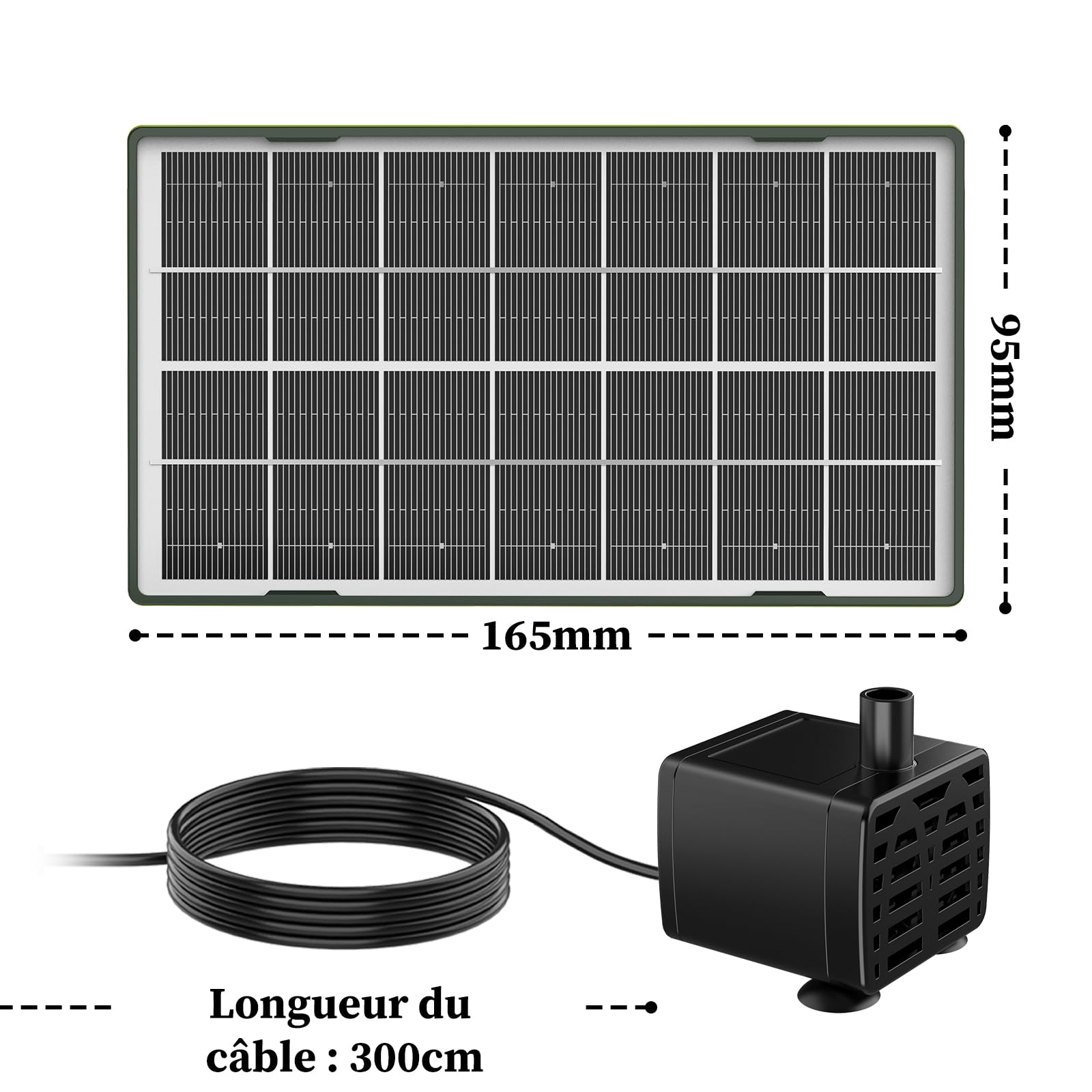 AISITIN Fontaine Solaire 3,5 W | Divers Effets de Pulvérisation, pour Bassin, Étang et Jardin, Câble de 3 m, Vert Foncé