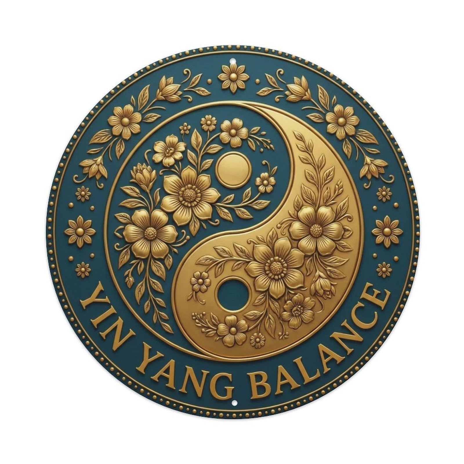 Vintage Yin Yang Balance Flower Zen Yoga Metal Tin Sign