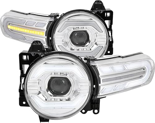 SPEC-D TUNING Faros delanteros cromados con intermitentes secuenciales LED y animación de arranque compatibles con Toyota FJ Cruiser 2007-2014,