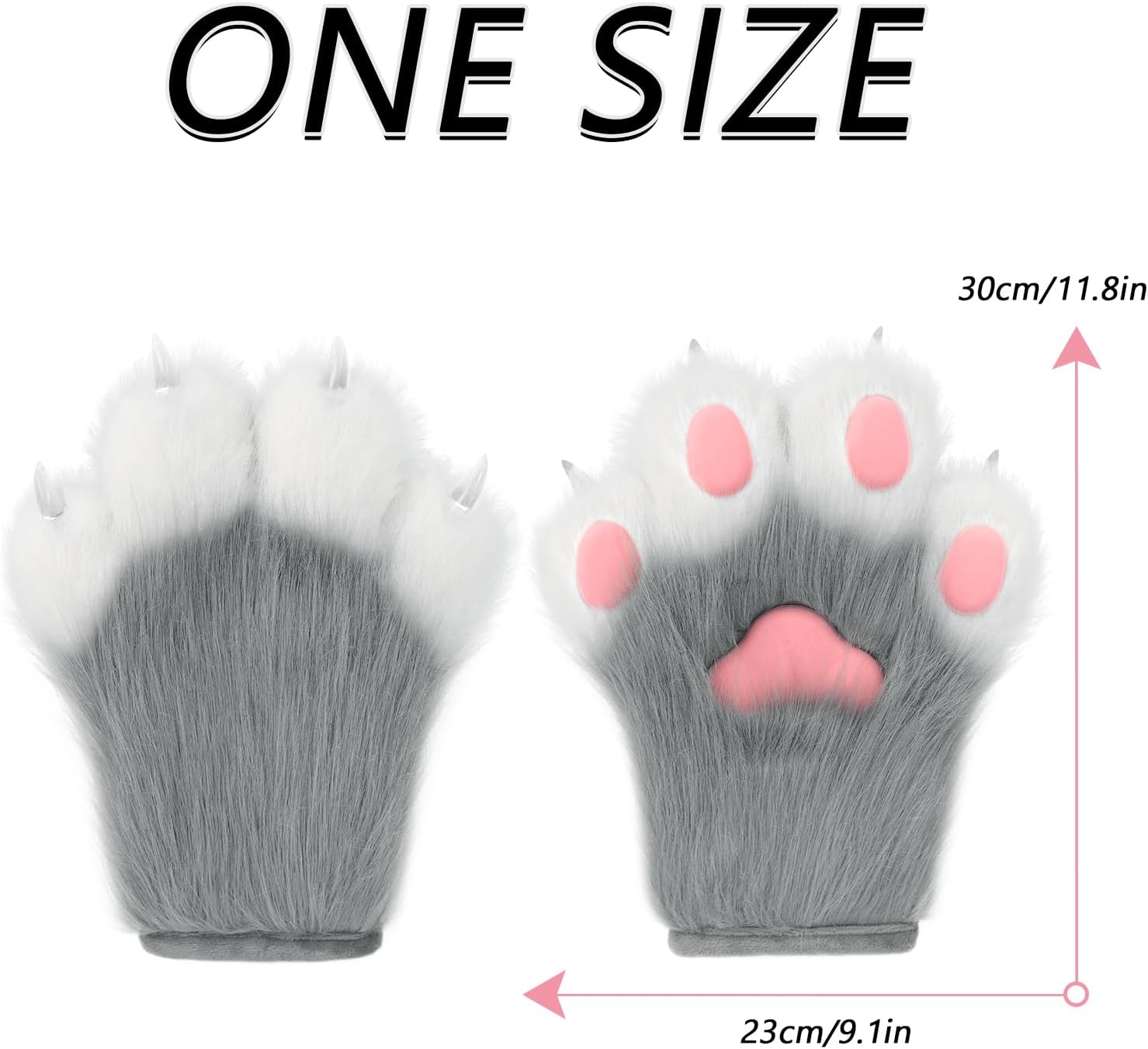 Faux Fur Plush Furry Cat Claw Gloves Fursuit Animal Fox Paws Mittens Halloween Cosplay Costume Accessories for Adult - Image 3