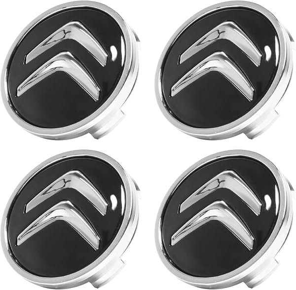 Fsaklaskdy 4 Pièces Cache Moyeux, 60 mm Enjoliveurs pour Auto, ABS Cache Moyeux, Cache de Roue Centrale, Capuchon Enjoliveur Centre Roue Compatible avec Citroën C1 C2 C3 C4 C5 Moyeu Aluminium, Noir - 1
