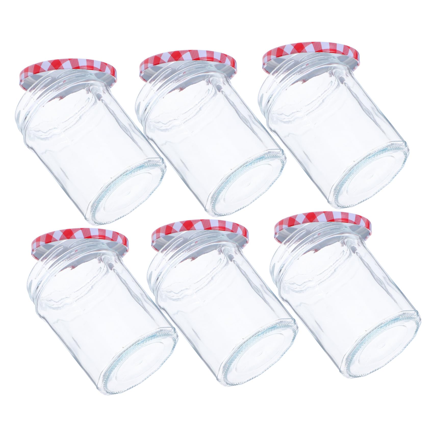 SOLUSTRE 6 Piezas Frascos de Vidrio Hexagonales para Conservas con Tapas Herméticas Tarros para Almacenamiento de Especias Mermeladas y Alimentos Resistentes Temperaturas