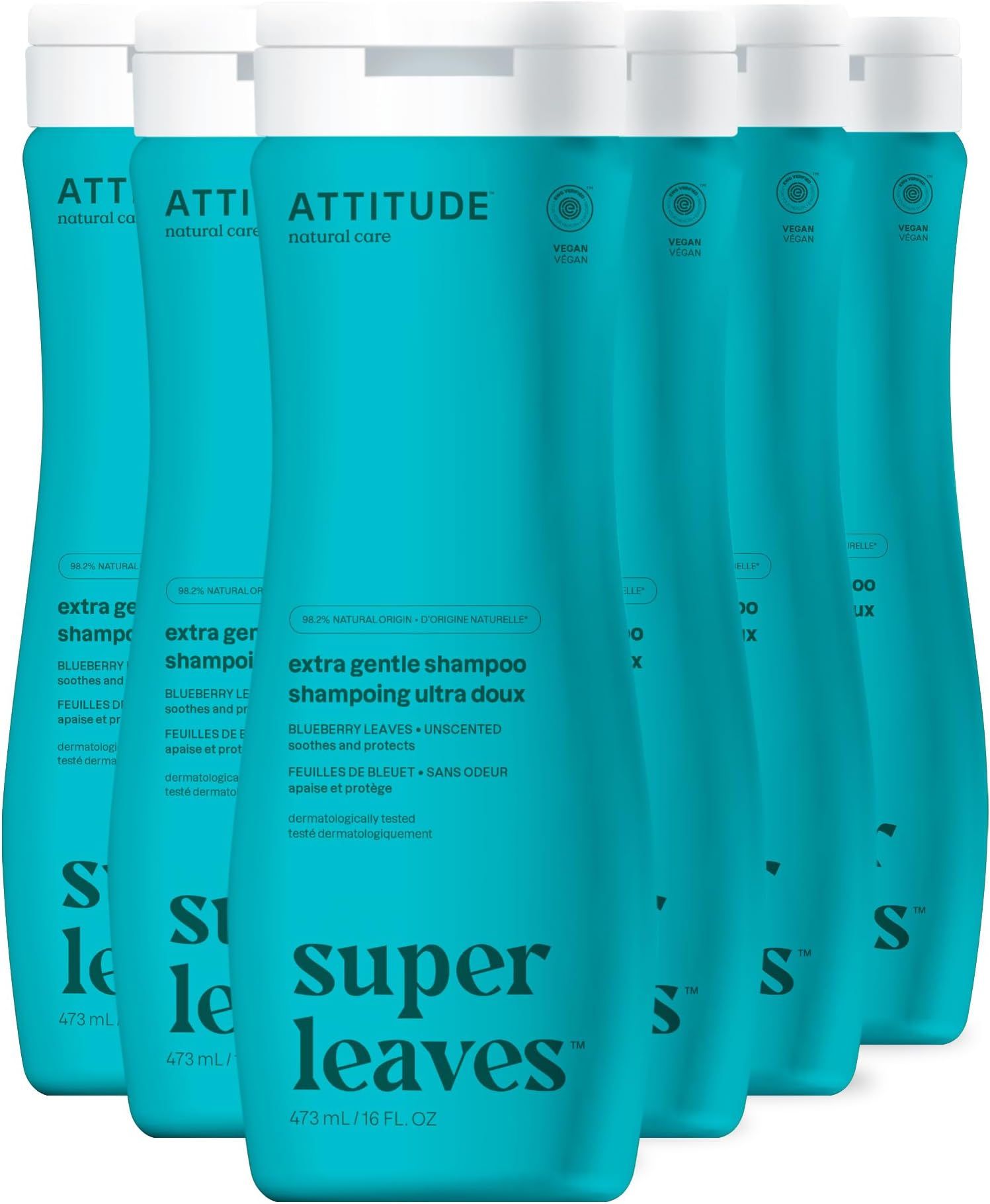 Extra Gentle Hair Shampoo, EWG Verified, Soothes Dry Scalp, Naturally Derived Ingredients, Vegan and Plant Based, Unscented, 473 mL (Pack of 6)