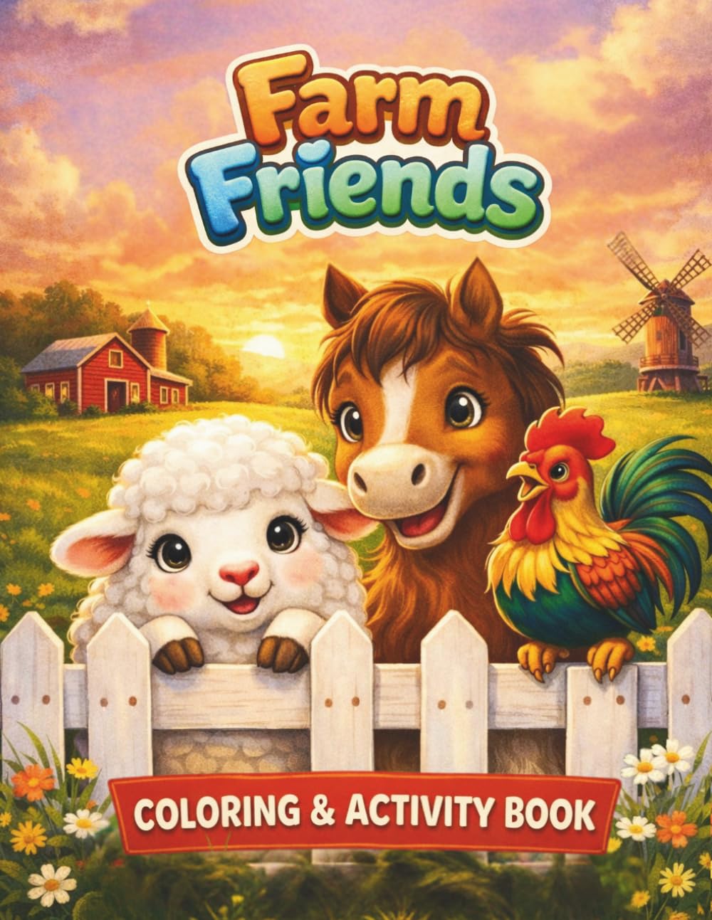 Farm Friends Coloring and Activity Book for Kids Ages 3-8: 30 Fun Farm Animal Activities | Counting, Tracing, Matching & Coloring Pages for Preschoolers | Single-Sided Pages for Markers & Crayons