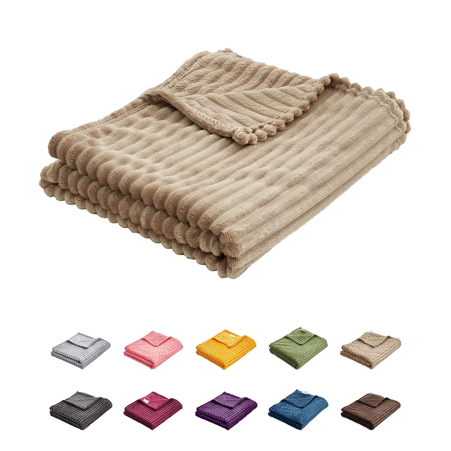 UOZZI BEDDING Flannel Fleece Baby Toddler Blanket All-Season Ultra Soft Plush Thin Kids Blanket for Crib -100% Microfiber Polyester Tan 39X59 Inch Light Brown