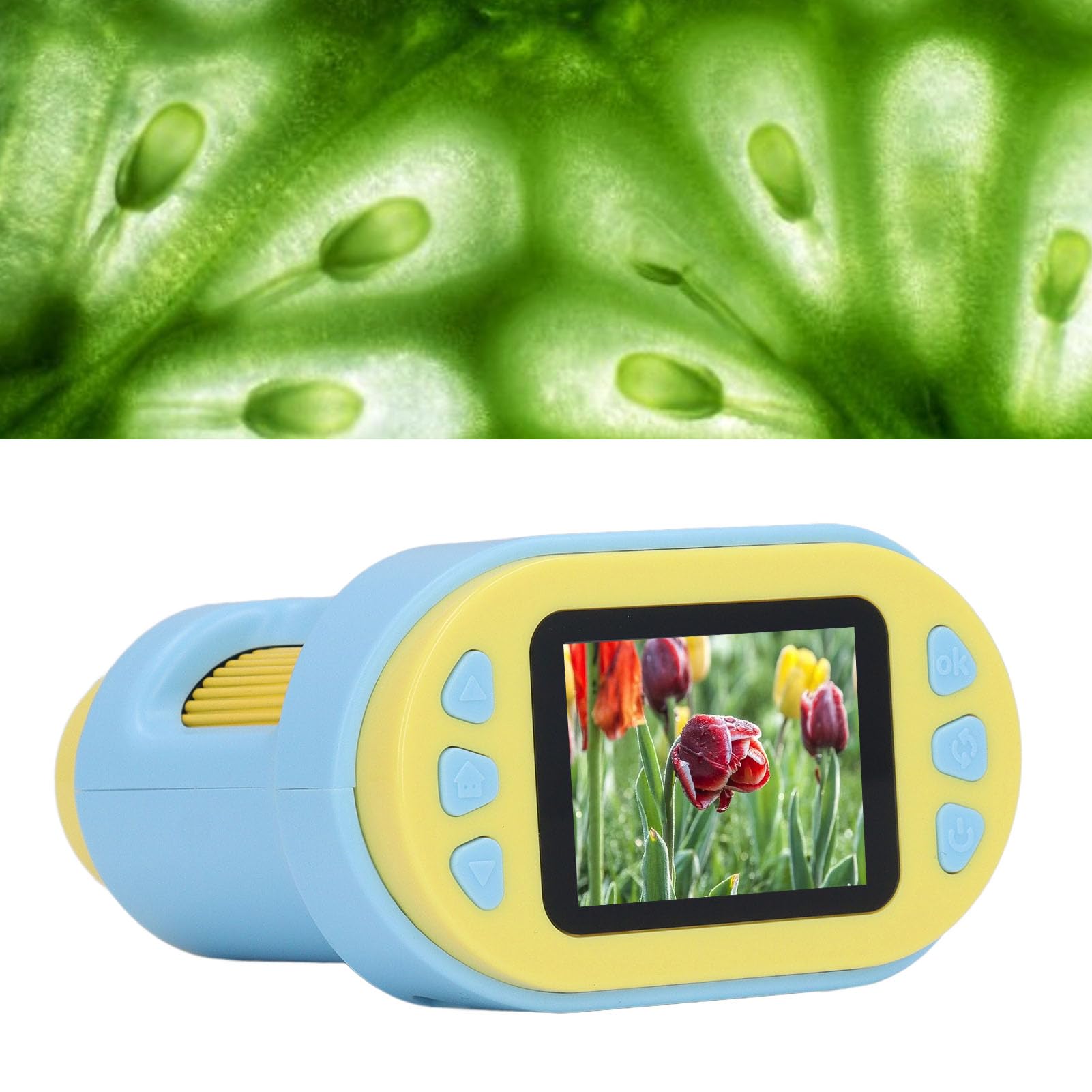 Generic Microscopio Digital Telescopio 1000X Cámara de Microscopio de Bolsillo Portátil para Niños Experimento Científico con Pantalla a Color de 2,0 Pulgadas (Blue)