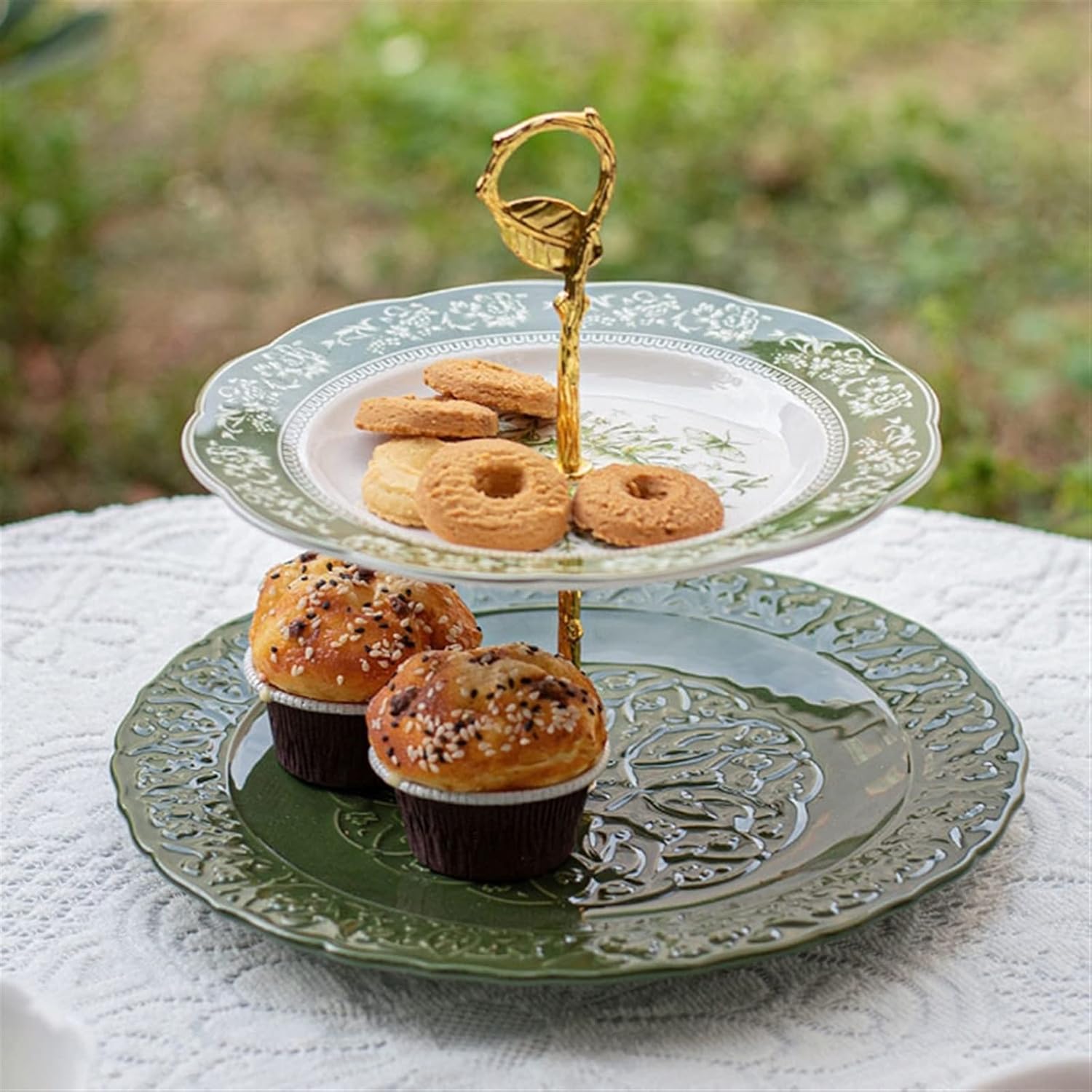 その他のセラミックメーカーとサプライヤー - 中国その他のセラミック工場 フルーツボウル フルーツプレート 新しい中国の手描きのセラミックフルーツボウルホームリビングルームの装飾二層磁器デザートプレートデザ