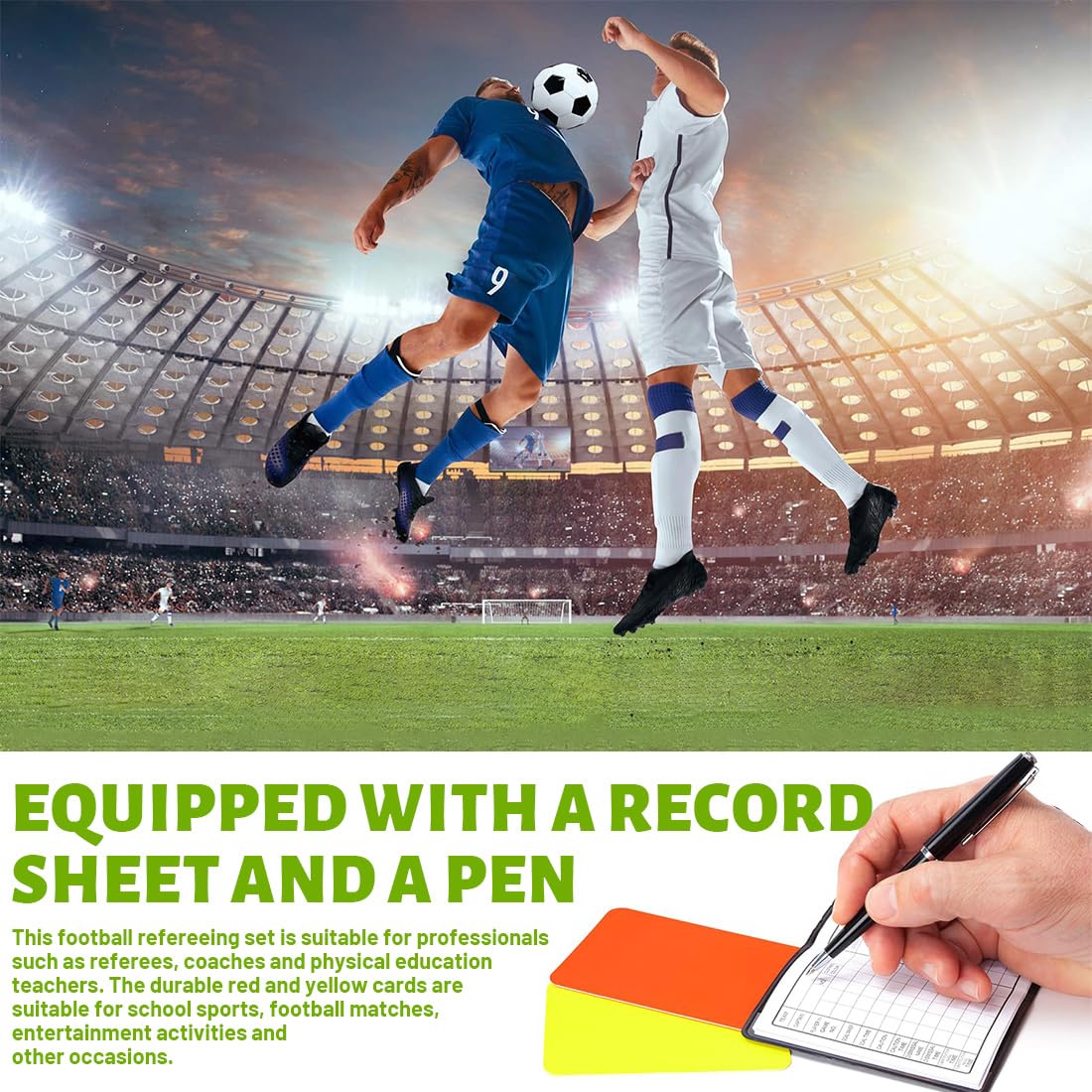 2 Piezas Juego de Tarjetas de Árbitro Deportivo de Fútbol 10 Tarjeta Roja Tarjeta Amarilla Con Accesorios para Bolígrafo y Estuche Libros de Puntuación Juegos de Fútbol