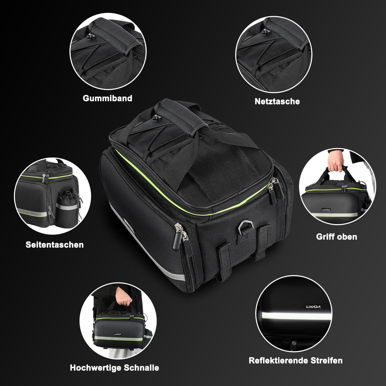 Lixada Borsa Posteriore per Bici 20-35L Resistente allo Strappo Impermeabile Custodia per Sedile Posteriore per Bicicletta capacità di Regolazione per MTB Bici da Strada