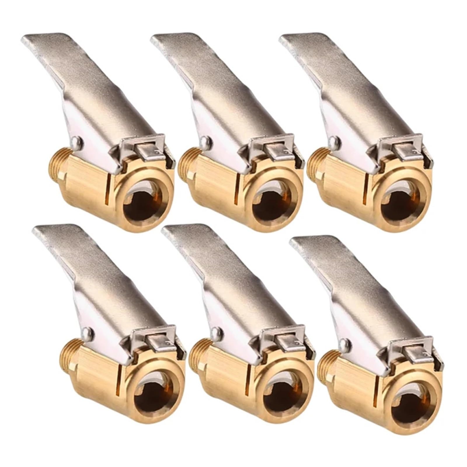 Adattatore a clip for connettore a morsetto for valvola della pompa di gonfiaggio dei pneumatici for auto portatile Parti del compressore in ottone 8mm 1/2/4/6 pezzi(6pcs Golden)