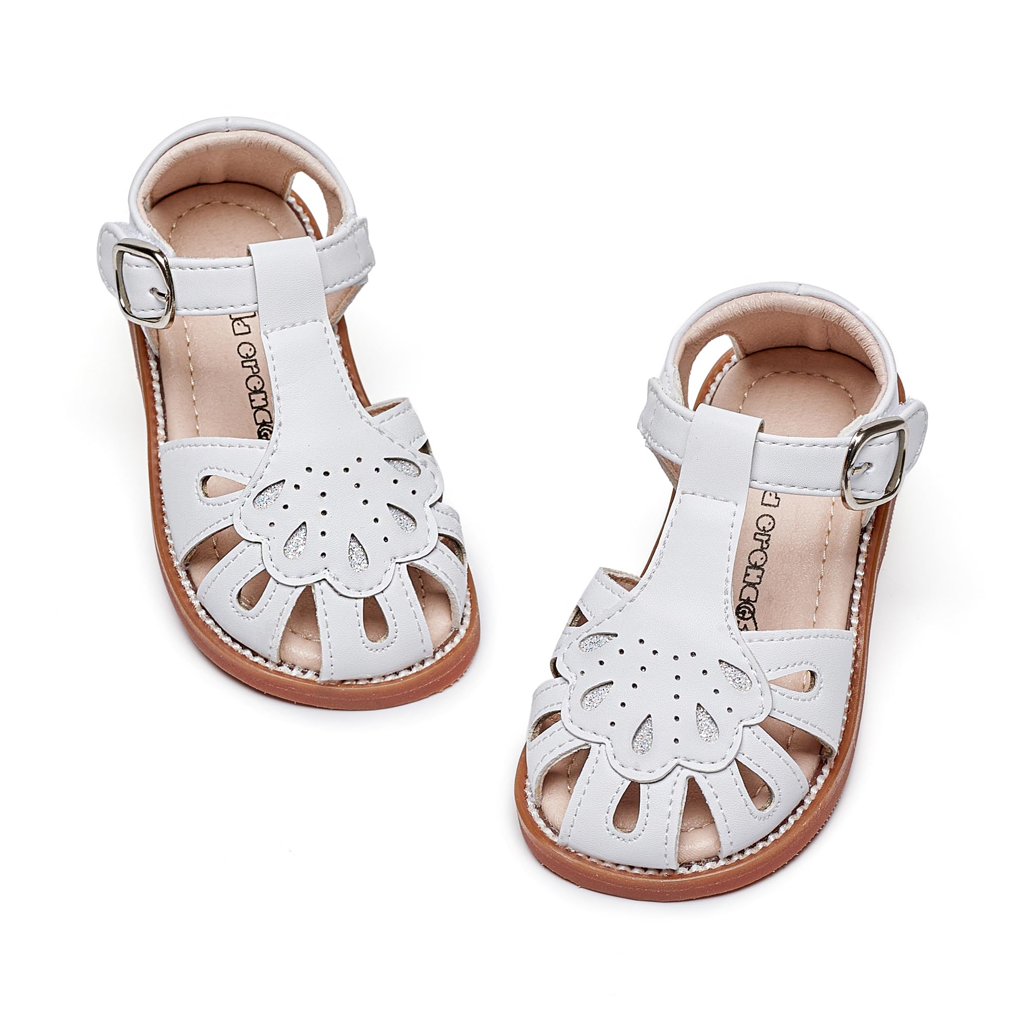 Kiderence Toddler Flower Girl Sandals Close Toe Dress Shoes Wedding Party | Hook and Loop,Non Slip Lightweight Sandals for Beach,Water Play and Daily Wear