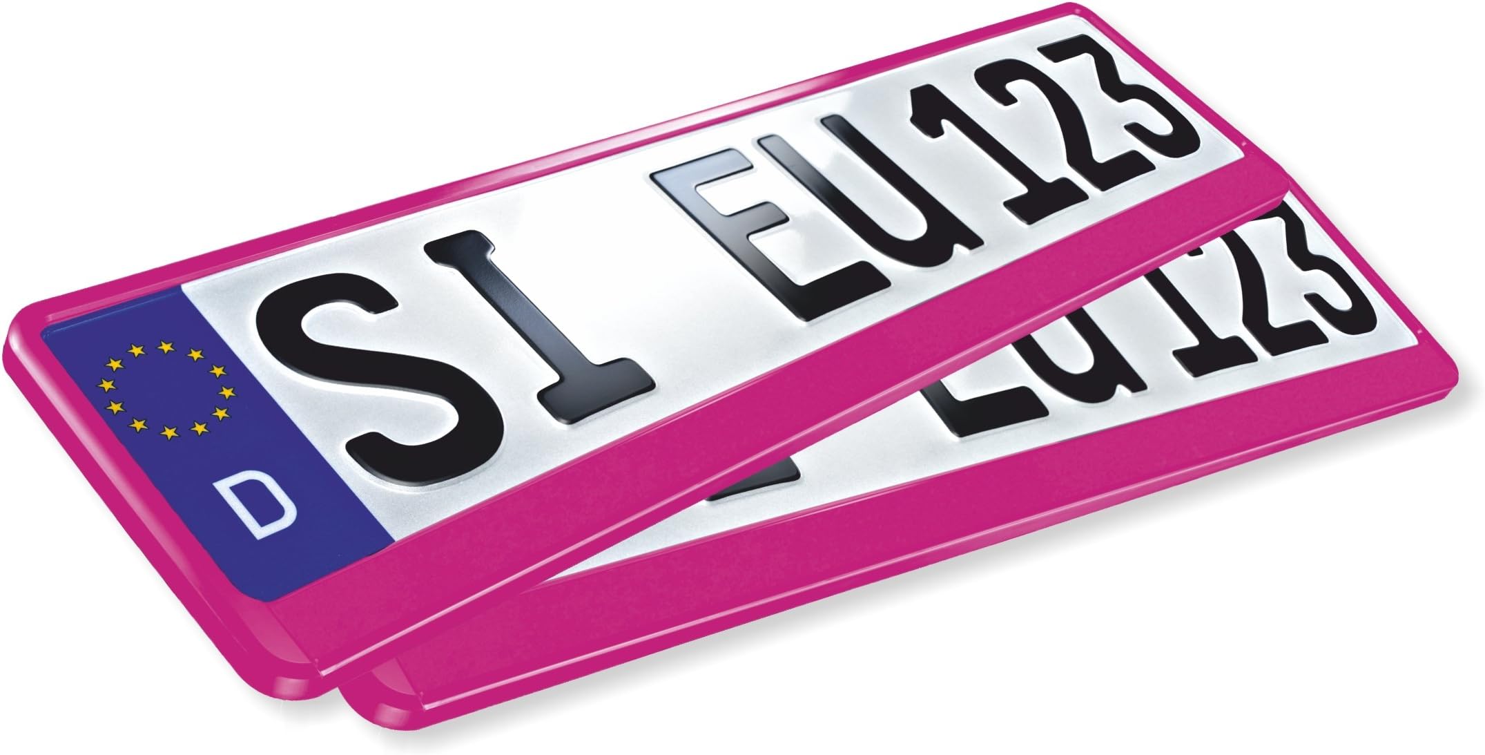 Utsch Erustar EU Car Number Plate Holders, Pink, Universal, Car License Plate, Mount Holder, 520 x 110 mm, Set of 2
