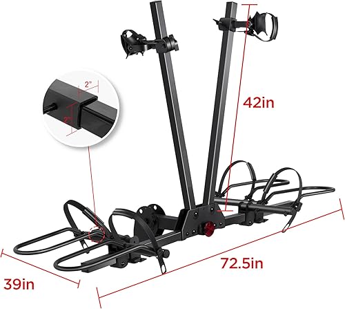 Miniatura 8 de Rockland Portabicicletas plegable para 2 bicicletas, capacidad de 200 libras, soporte de enganche para bicicletas con 2 postes, se adapta a