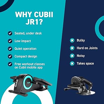 Cubii JR1 Under Desk Elliptical Machine with Non-Slip Floor Protection Mat Seated Low-Impact Exercise Bundle for Home & Office Fitness