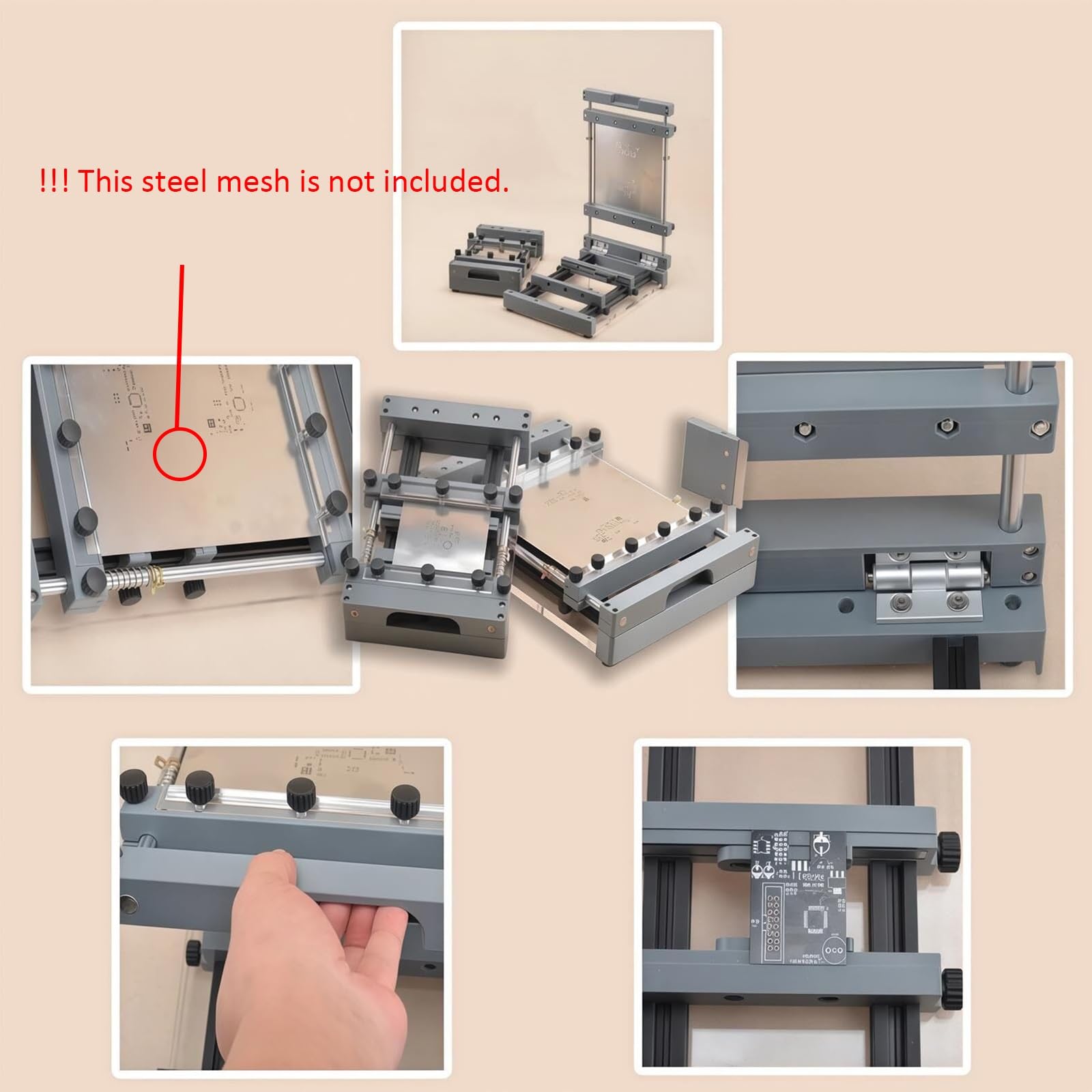 Genérico Impresora Manual de Plantilla de Pasta de Soldadura, Mesa con Raspador de 80 mm, Fijación Múltiple para Pequeñas Empresas