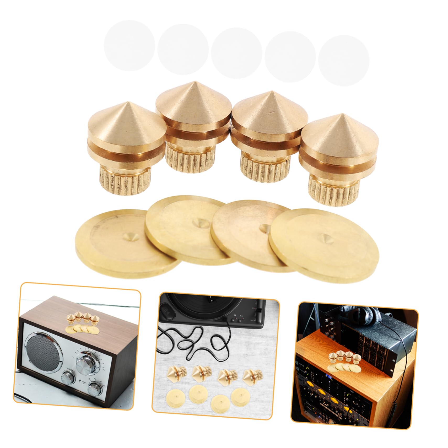Housoutil Speaker Riser Feet Kit Isolation Spikes for Studio Monitors Speaker Isolation Feet for Turntables