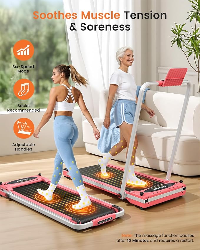 Caminadora Plegable con Inclinación y Masaje de Pies 3.5 hp Rosa miniatura 7