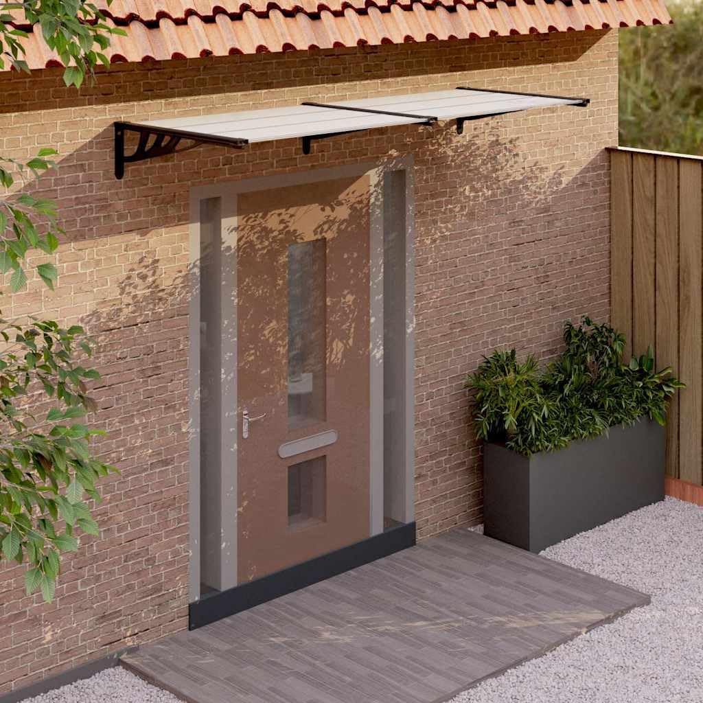 vidaXL Marquesina de Puerta, Toldo para Porche Ventana, Refugio de Lluvia Nieve, Marquesina Exterior, Policarbonato Negro y Transparente 239x90 cm