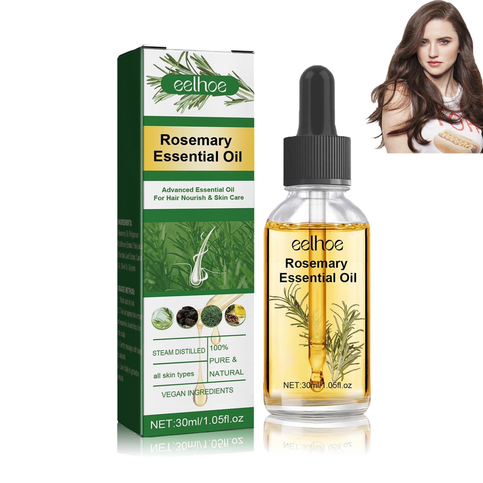 Aceite de Romero para el Cabello, Rosemary Hair Growth Oil, Multiusos que Estimula el Crecimiento del Cabello, Para el Crecimiento del Cabello, Nutrir el Cuero Cabelludo y Reducir su Caída