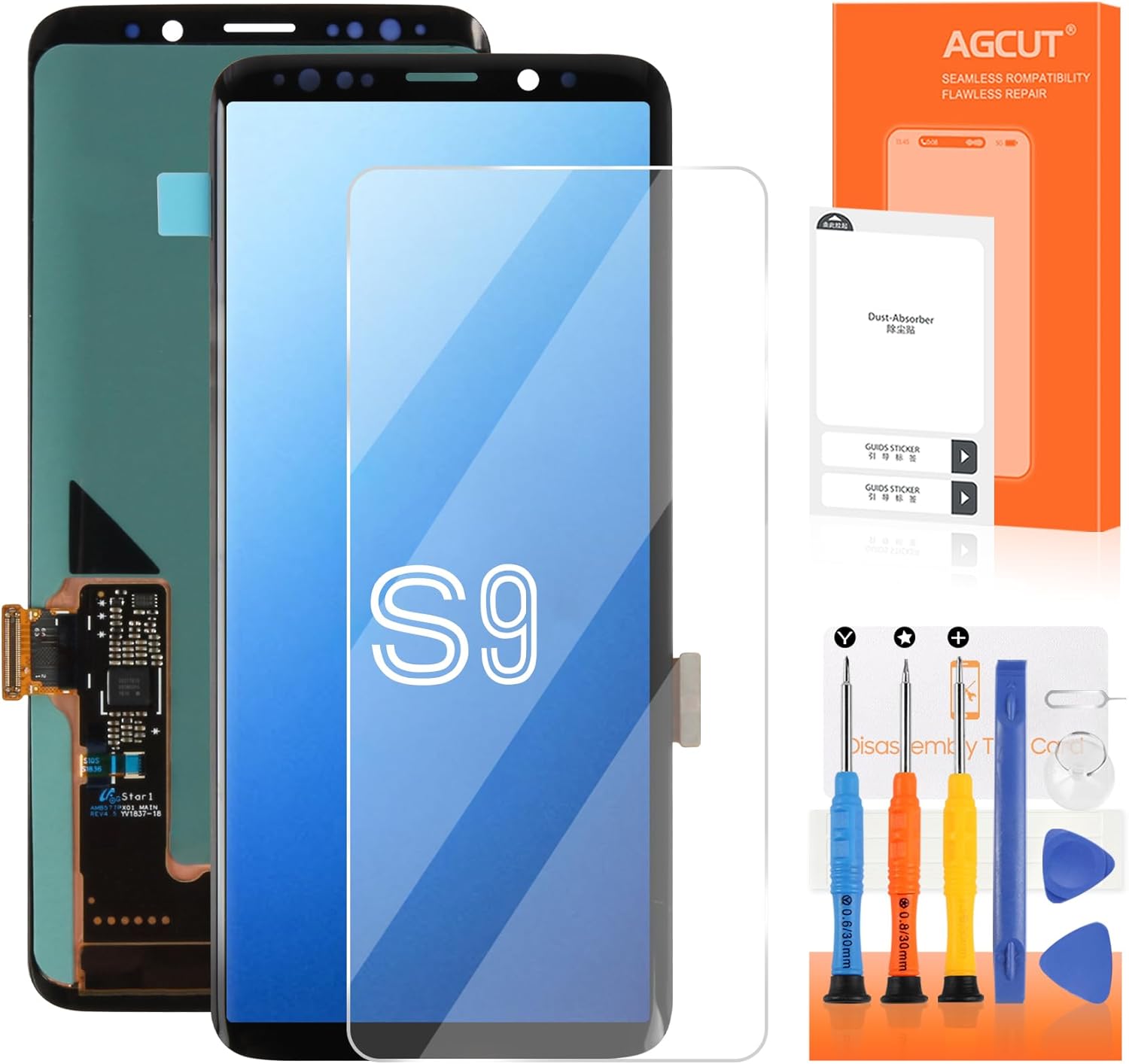 AGCUT AMOLED for Samsung Galaxy S9 LCD Screen Replacement S9 LCD Screen Original for Samsung S9 Display SM-G960U SM-G960F SM-G960W Screen Touch Digitizer Assembly Repair Part