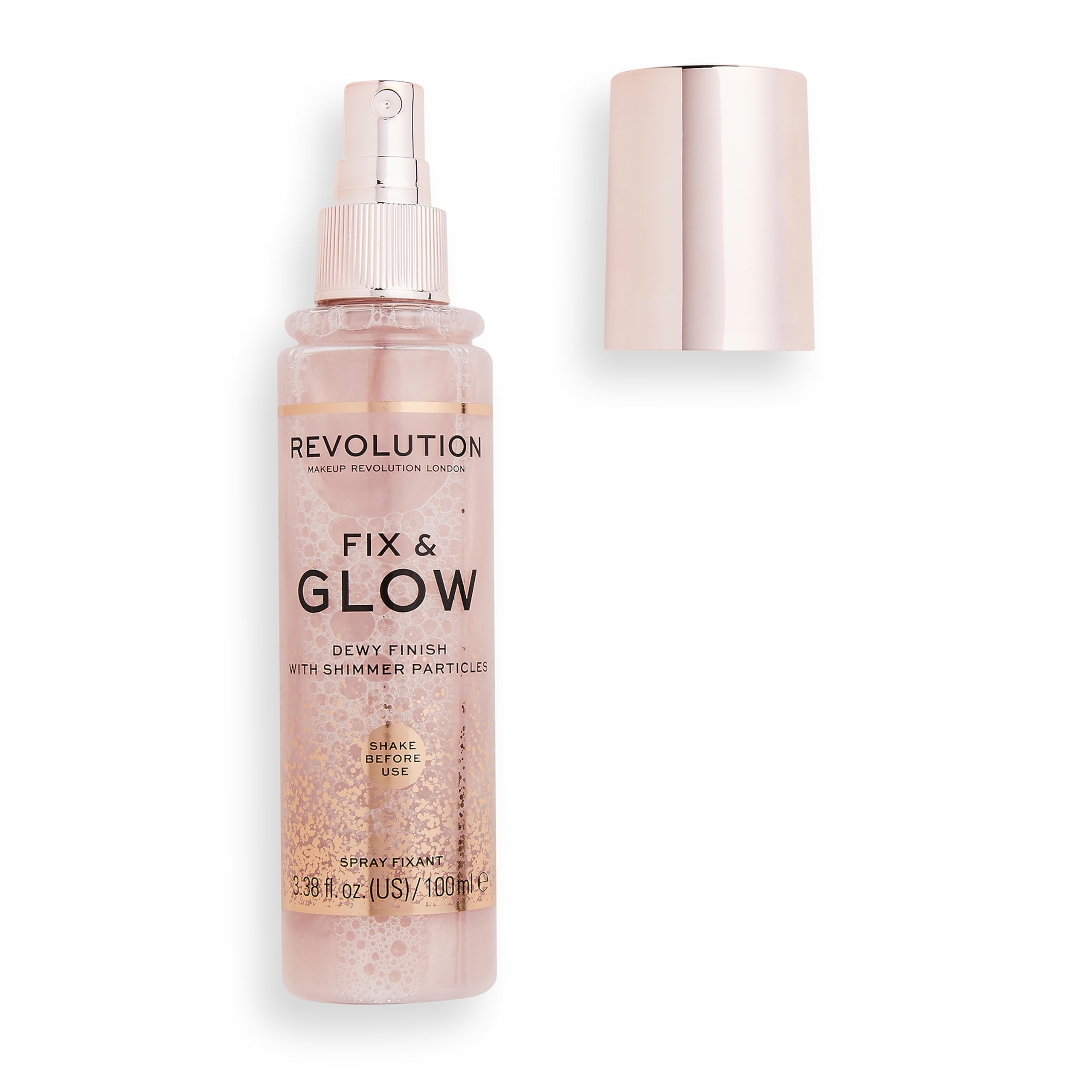 Makeup Revolution Makeup Fixer Spray Glow After Makeup | Fix & Glow Shimmer Makeup Fixer | Dewy Finish Make Up Fixer Spray | Setting Spray for Makeup Long Lasting | Hydrates & Refreshes Skin - 100 Ml.