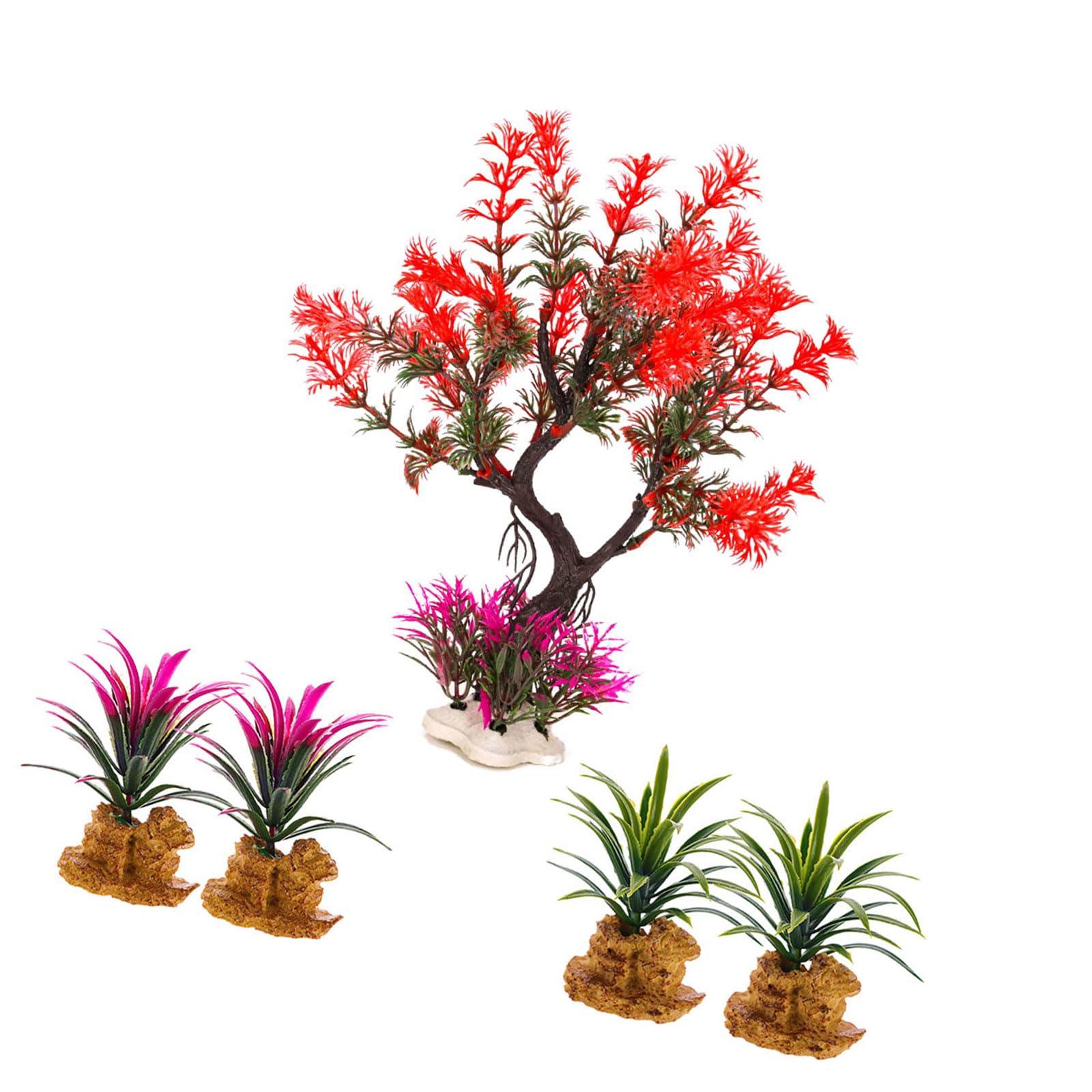 Snorvixre Simulation Artificial Green Plant with Resin Base Life Like Tree Fishtanks Decoration for Aquariums Underwater Landscape Aquariums Plant