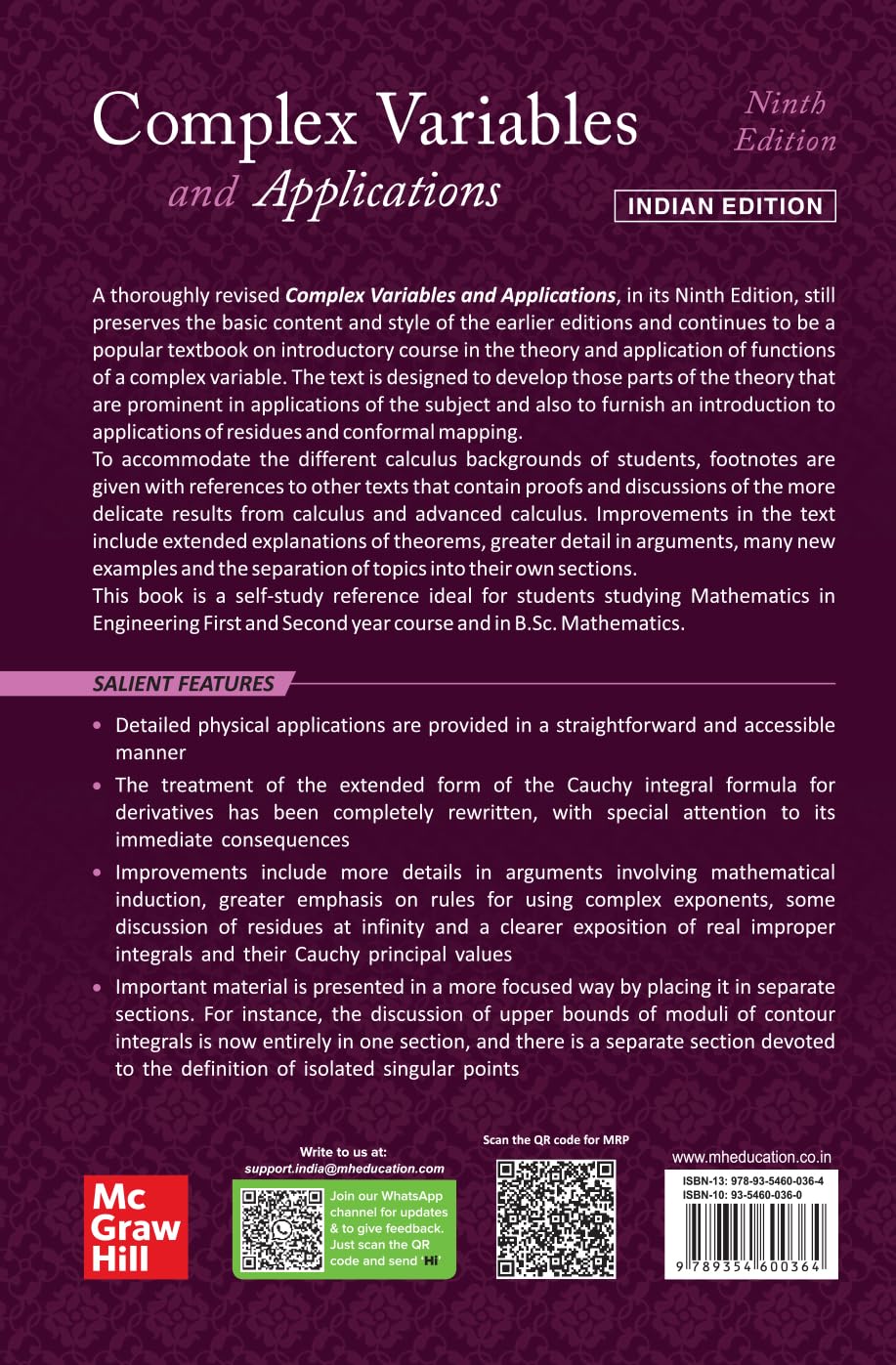McGraw-Hill Education Complex Variables and Applications | 9th Edition      Paperback – January 1, 2021