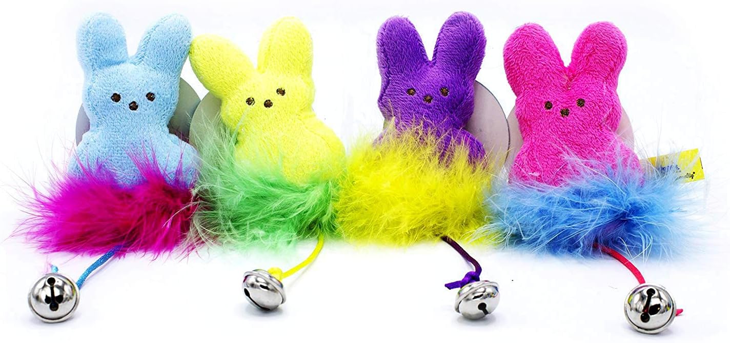 Peeps Feather Bell Cat Toy Set of 4 (Bunny)
