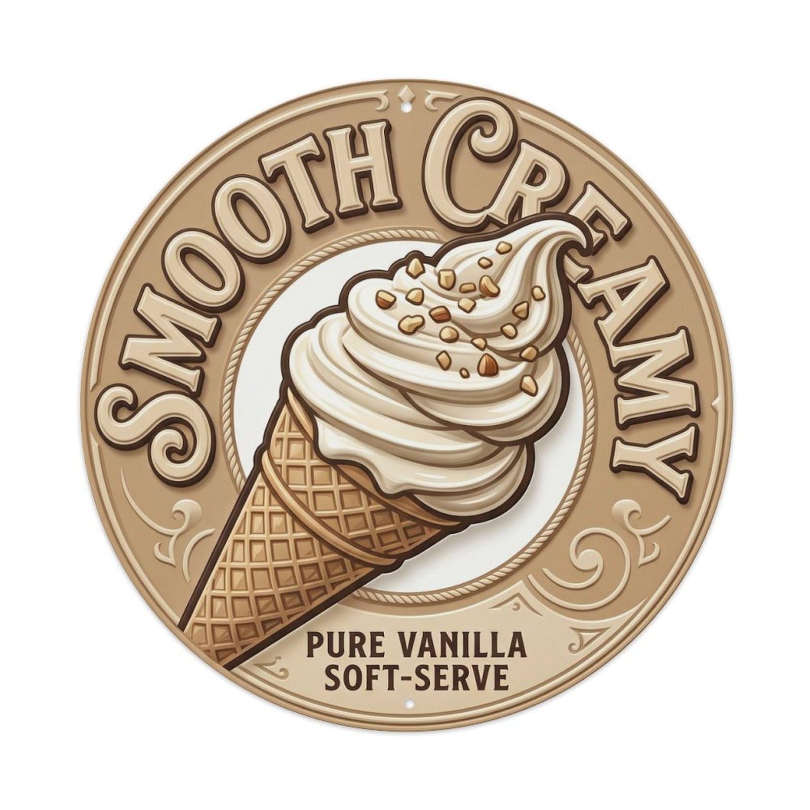 Cwbufd Vintage Style Smooth Creamy Country Kitchen 1 Vintage Metal Tin Sign Plaque Wall Decor For Cafe, Club Bar, Office, Garden Metal Poster 8X8inch