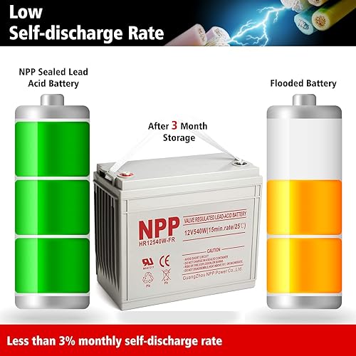 Miniatura 3 de NPP Batería de alta velocidad HR12540W (2 piezas) FR 12V 3240 vatios, 540 vatios/celda (15 min.Rate) batería UPS de alta velocidad, 12 V 150 Ah, 160