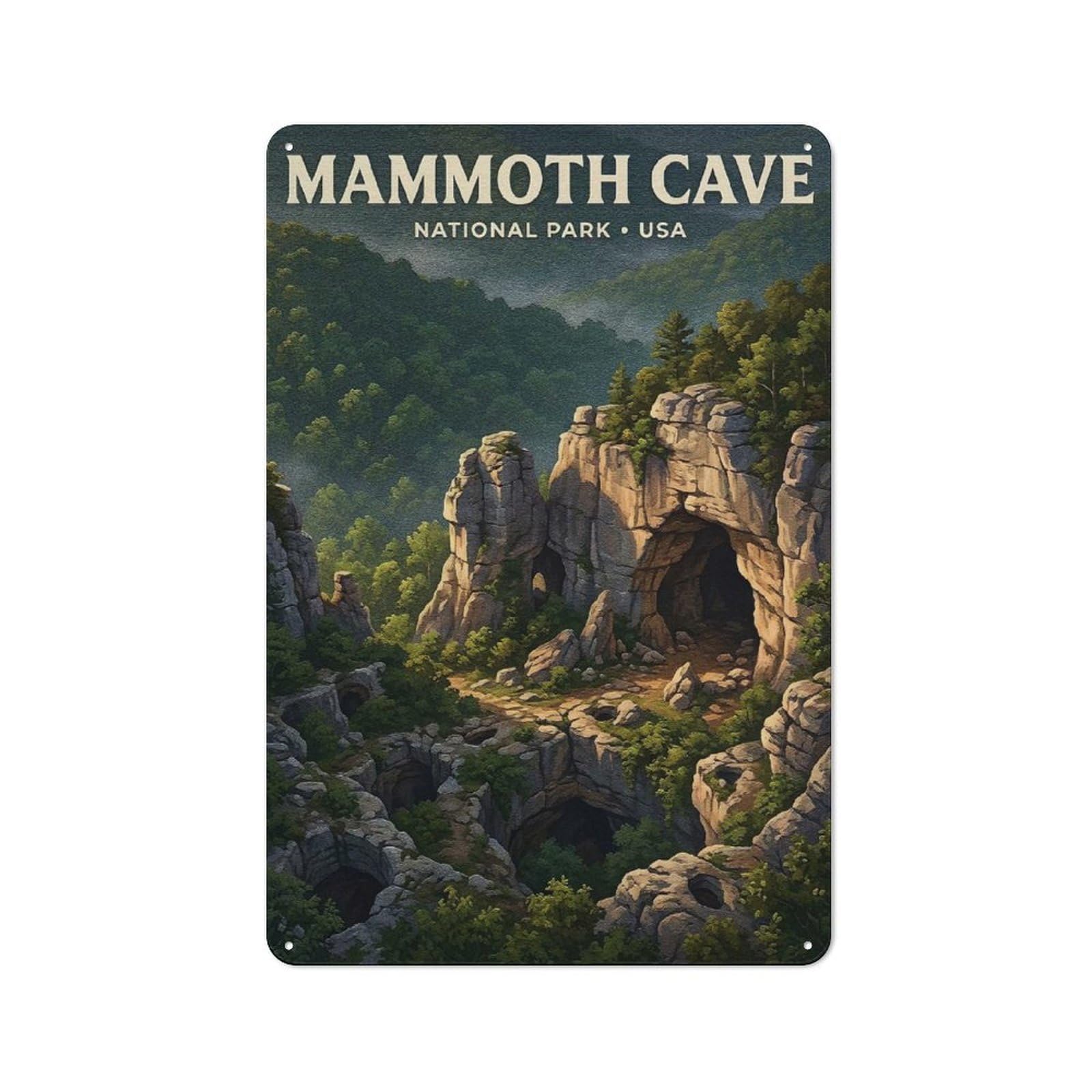 Junmoney Style-13 Cottage Style Mammoth Cave National Park Decorative Tin Sign 30X20cm, Rustic Kitchen Decor For Kitchen, Cottage, Porch Or Garden Room