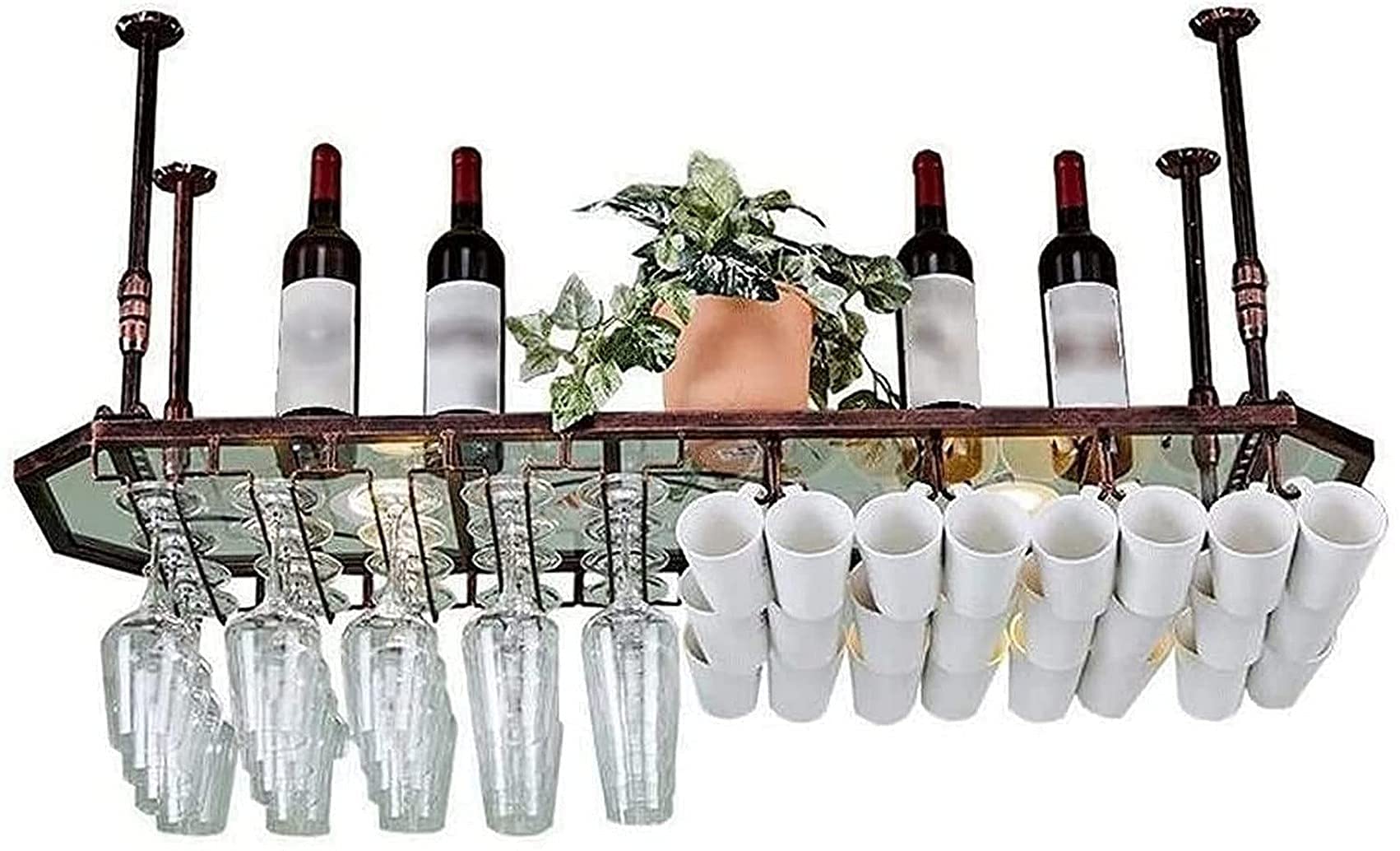Porte-verres à pied stockage suspendu 80x35cm pour éviter la casse de vos verres