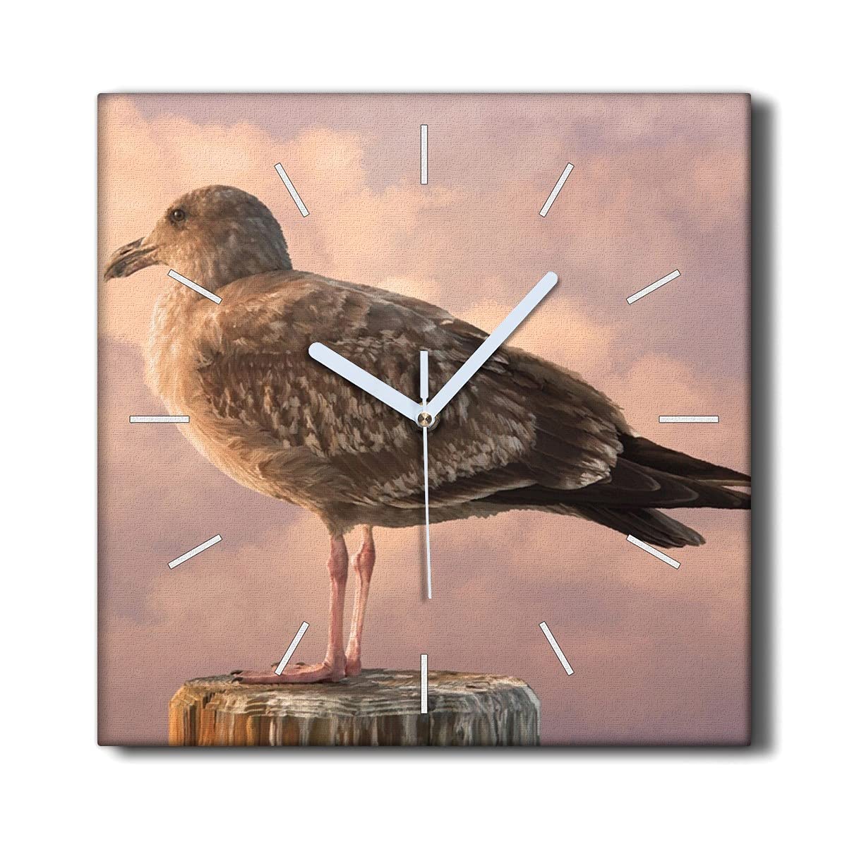 Toile décoration murale horloge silencieuse 30x30cm oiseaux du ciel